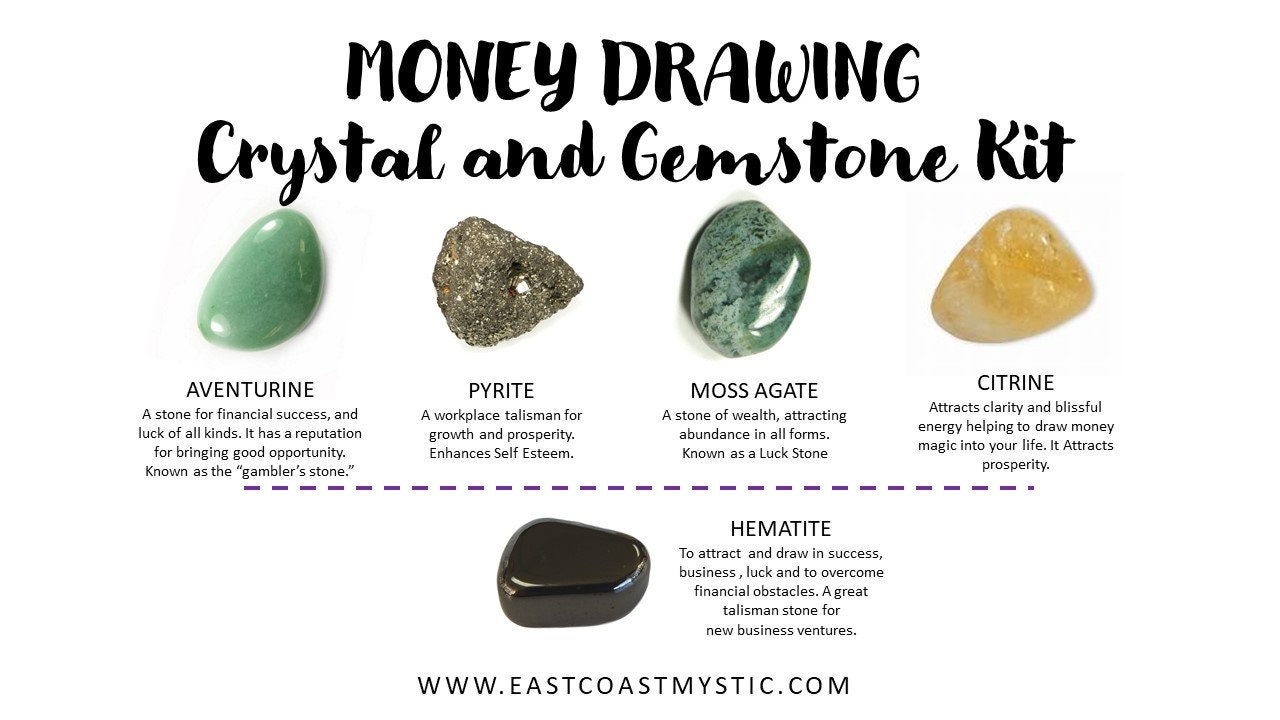 Money Drawing Crystals Set 5 Stone Set Aventurine Pyrite Etsy
