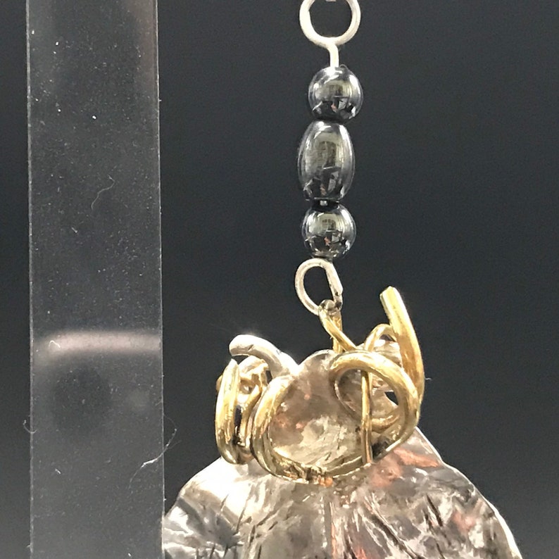 Foglie di Vigna Silver pendant and Laiton with hematite stones