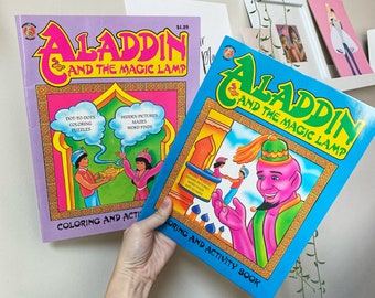 1992 Aladdin and The Magic Lamp Coloring and Activity Book Vintage