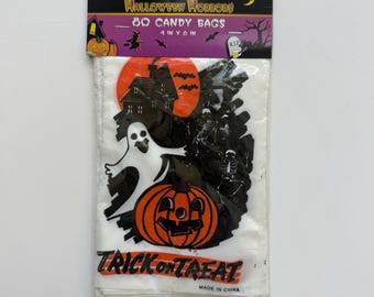 80 Halloween Trick or Treat Candy Bags Pumpkin Ghost Haunted House