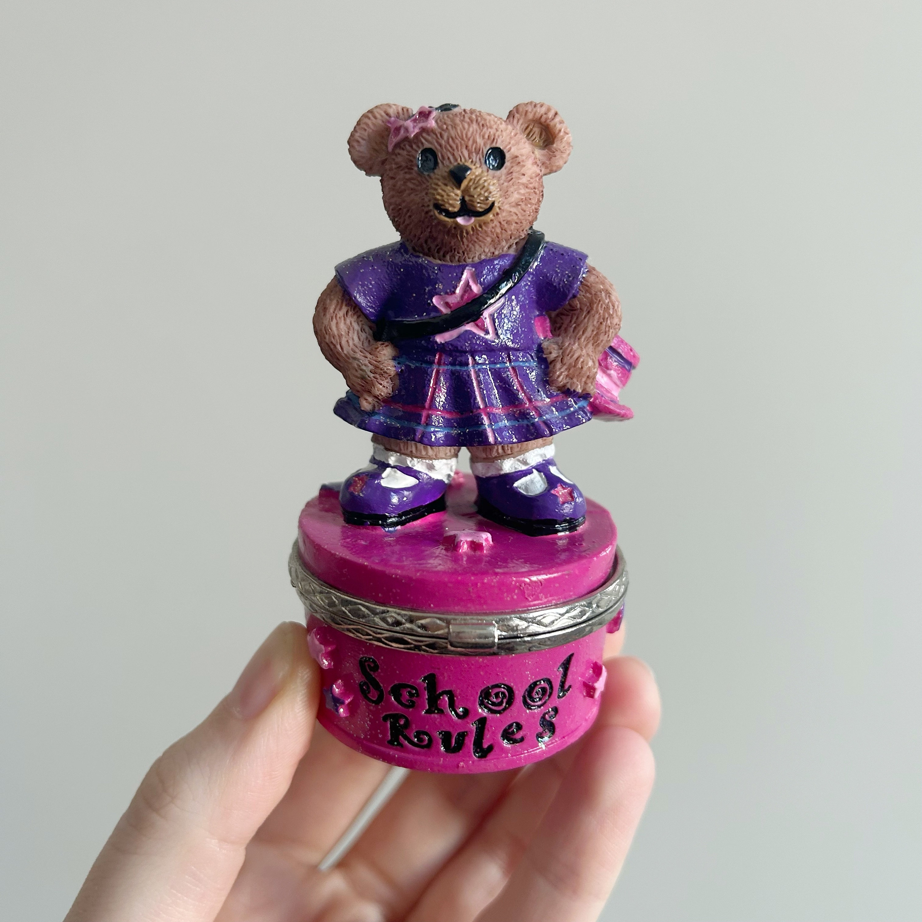 Claire's Teddy Bear Trinket Jewelry Box 1999 Reglas escolares