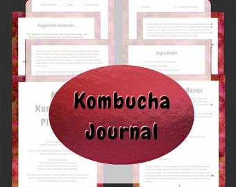 Kombucha Journal Arbeitsblätter | Kombucha Anleitung | Fermentierter Tee Notizbuch | PDF zum Herunterladen