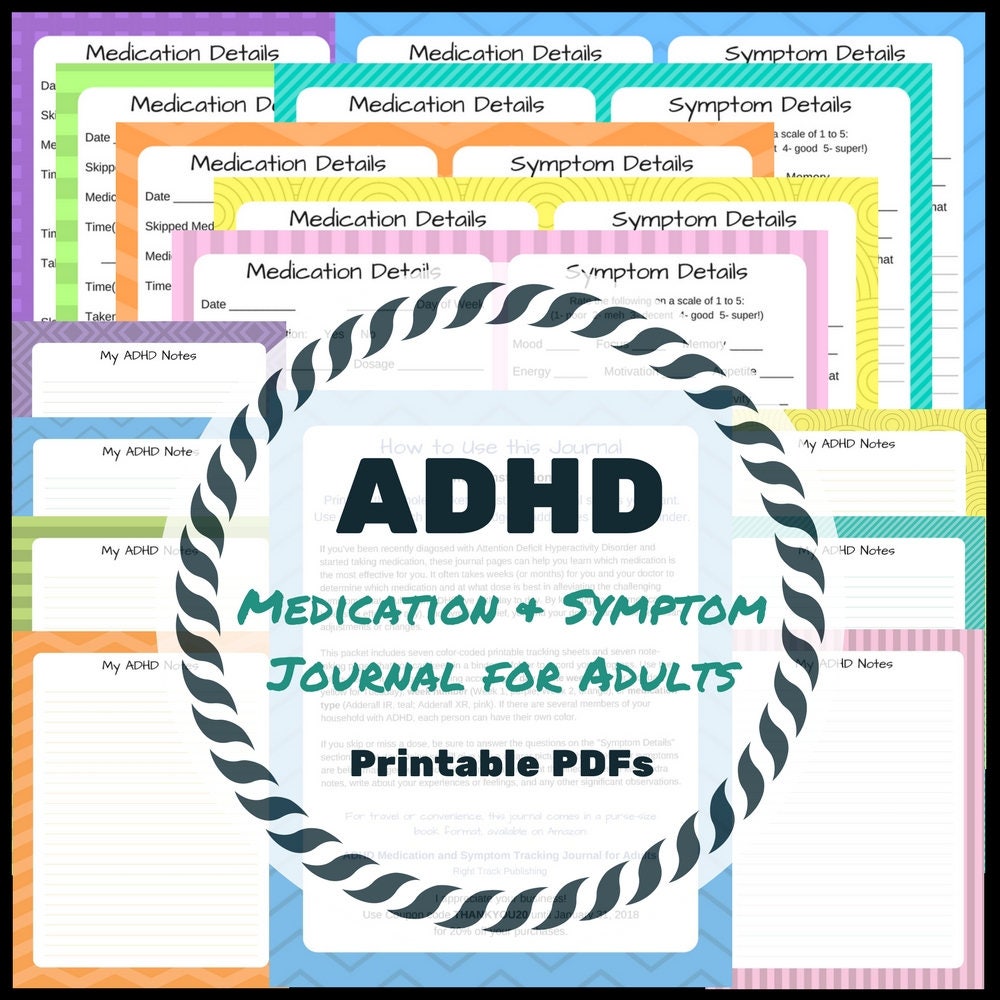 ADHD Medication & Symptom Journal Adult ADHD Medication Log Symptom