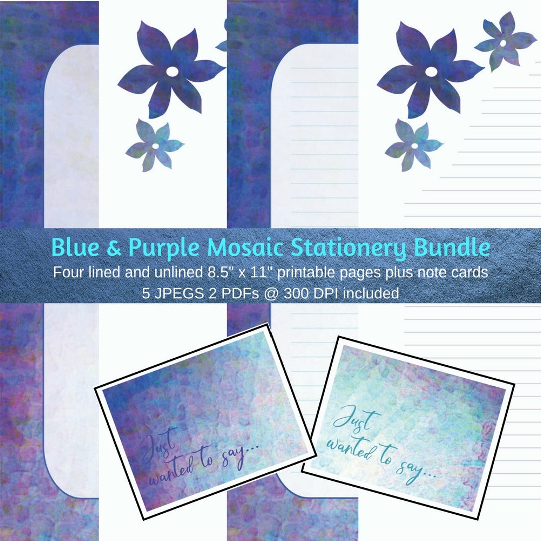 Blue Purple Mosaic Stationery | Printable Stationery | Letter Writing ...