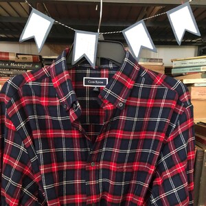 Flannel Shirt Men&#39;s New SMALL Red Navy Plaid &quot;Monogram or Bow Option&quot; 100% COTTON Matching Bridesmaid gift