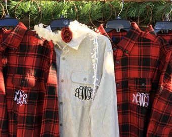 flannel bridal party shirts