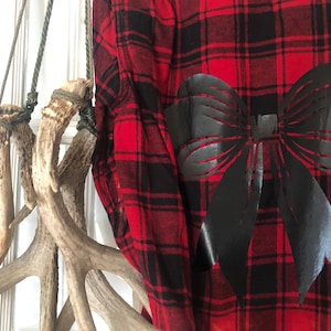 Men&#39;s Red Flannel LARGE New Red Plaid COTTON Flannel Shirt &quot;Monogram or Bow Option&quot; Family Christmas Flannel Matching Bridesmaid Flannel
