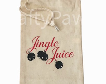 Christmas Wine Bag , Draw String Wine Tote, Wine Lover Gift,  Hostess Gift