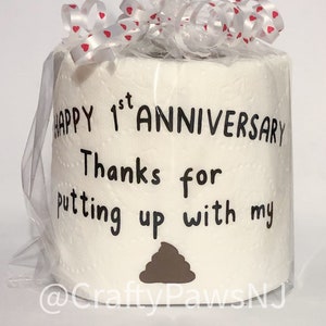 Regalo per il primo anniversario, regalo divertente, carta igienica, carta per il primo anniversario