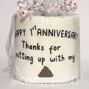 Second Anniversary Traditional Cotton Anniversary Gag Gift, Funny Gift,  Embroidered Toilet Paper, Cotton Anniversary Gift for Him 