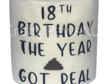 18th Birthday Gift, Milestone Birthday, Happy 18th Birthday, Funny 18th Birthday gift idea, Happy Birthday Toilet Paper