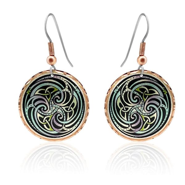 Celtic earrings; knot earrings; irish earrings; tree of life earrings; green earrings; gifts for her; handmade earrings