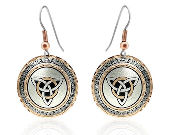Celtic earrings; knot earrings; irish earrings; copper earrings;  religious earrings; gifts for her; handmade earrings