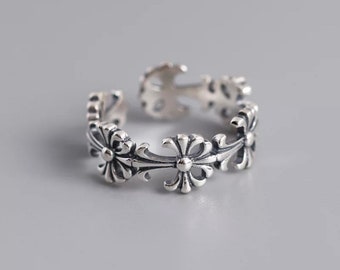 Size 9.25~ Vintage Sterling Silver Cross Ring #19