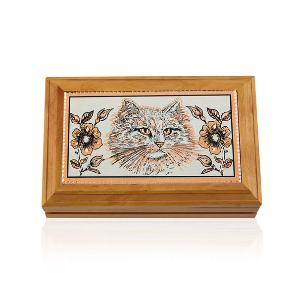 cat box; kitty box; cat gifts; cat object; cat decor; wooden box; jewelry box; storage box; trinket box; cigar box; office box