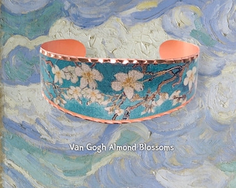 Adjustable Van Gogh Bracelet, Van Gogh  Almond Blossoms Bracelet, Modern Art Bracelet, Painting Copper Bracelet, One Size Fits All