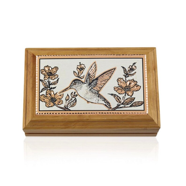 Hummingbird Jewelry Box Unique Gift for Mom Wooden Keepsake Box Hummingbird Wooden Box Handcrafted Wooden Storage Box Wood Utility Box