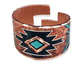 Western cowgirl handmade copper adjustable ring; Aztec ring; Aztec jewelry