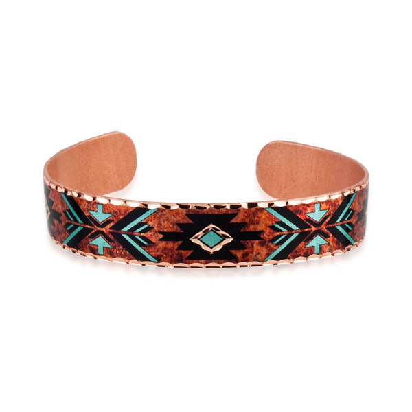 Western Cuff copper art Bracelet, Aztec Handmade Boho Bracelet, Adjustable Tribal Bracelet, Western Jewelry Gifts for him cowgirl