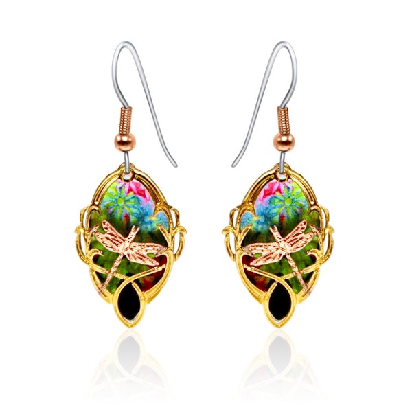 Dragonfly earrings; insect earrings; handmade earrings; copper earrings; rose gold earrings; western earrings
