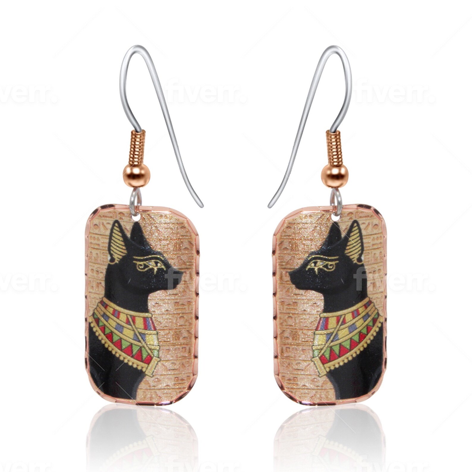 Egyptian Cat Jewelry Ancient Egyptian Earrings Art Earrings Etsy
