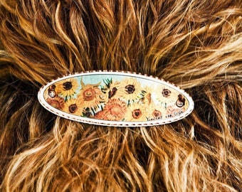 Molletta per capelli con motivo girasole di Van Gogh; Fermaglio per capelli Van Gogh in rame