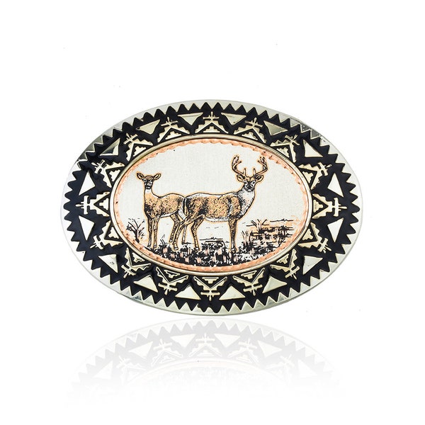 deer western belt buckle; hunter gifts for him; cowboy accessories; handmade gifts; wild life gifts
