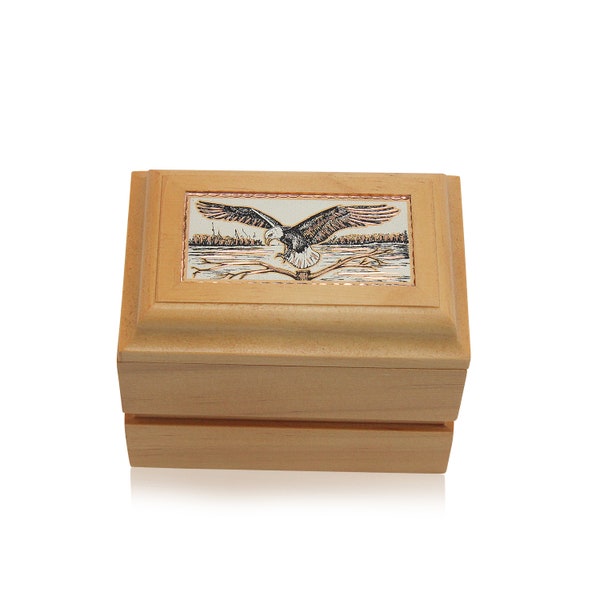 Eagle gift box wildlife decor art handcrafted wooden trinket storage utility jewelry gift box for her mom or him