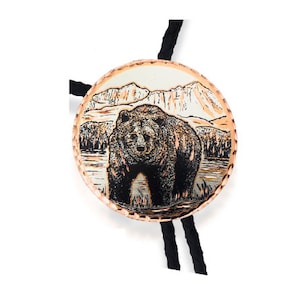 Bear design bolo tie with leather cord