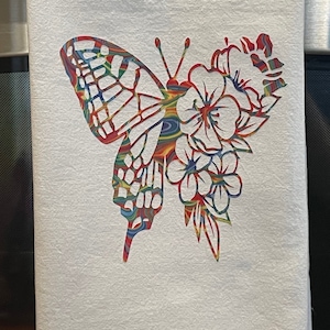 Floral Butterfly Tea Towel