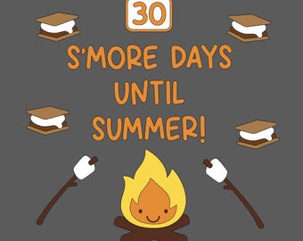 Countdown to Summer Bulletin Board Kit Camping Classroom Decoration S'more Countdown to Summer Campfire Classroom Bulletin Board Decoration