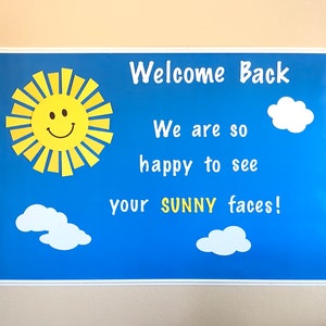 Welcome Back Bulletin Board, Ready Made Sunshine Bulletin Board Set, Ready Made School Bulletin Board, Classroom Bulletin Board