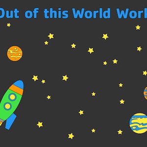Multiple Piece Space Bulletin Board, Classroom Bulletin Board Set, Rocket Themed Bulletin Board, Space Themed Classroom, Galaxy Class Decor