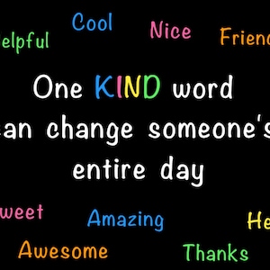 Treat Others with Kindness Classroom Sign, Inspirational Bulletin Board, Teacher Bulletin Board Lettering, One Kind Word Bulletin Board