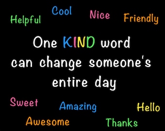 Treat Others with Kindness Classroom Sign, Inspirational Bulletin Board, Teacher Bulletin Board Lettering, One Kind Word Bulletin Board