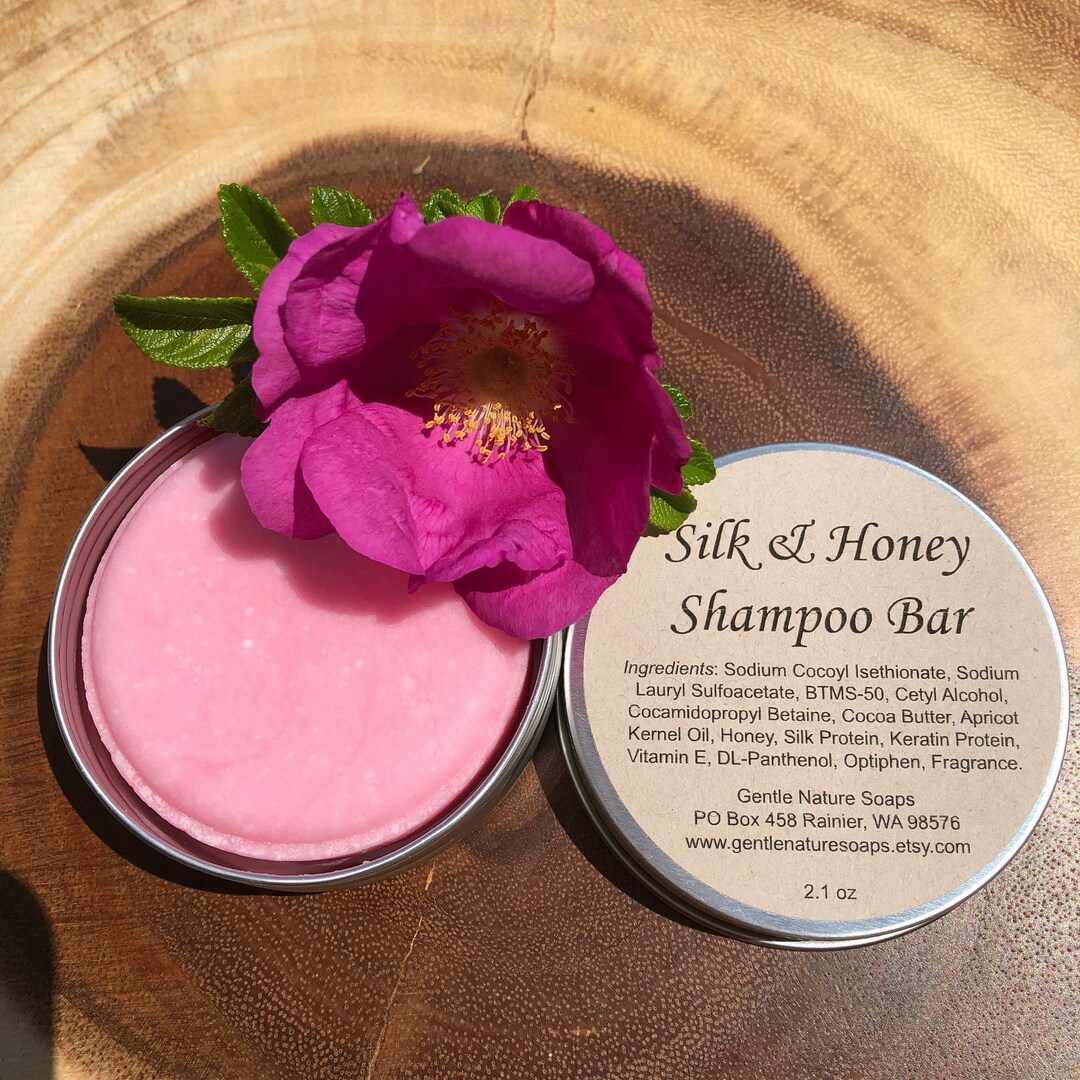 Rose Silk & Honey Shampoo Bar With Silk Protein and Keratin Protein, Honey and Vitamin E, Cocoa