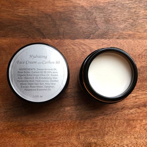 Hydrating Face Cream with Carbon 60 Anti-Aging Cream with Hyaluronic Acid and Free-Radical Protection, Aloe Vera Extract and Rose Water
