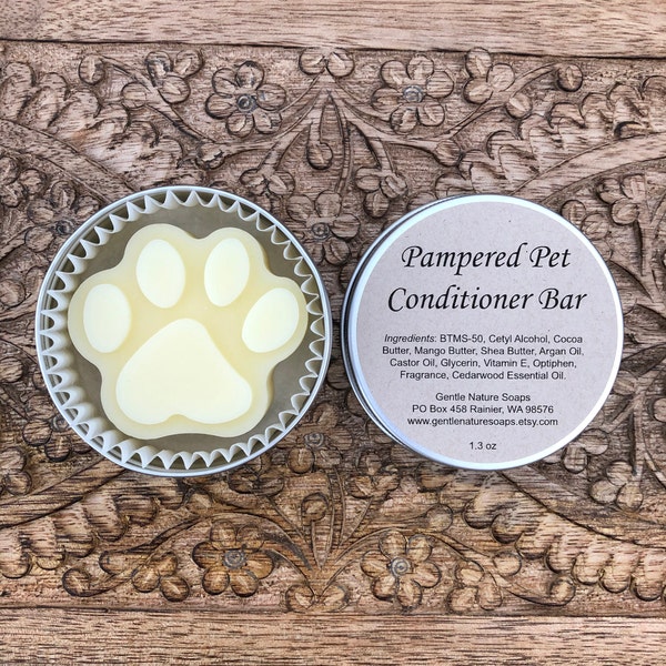 Pampered Pet Conditioner Bar with Cedar Wood Essential Oil and Vitamin E