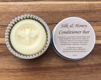 Silk & Honey Conditioner Bar with Silk Protein and Keratin Protein, with raw Honey and Honeyquat and Vitamin E