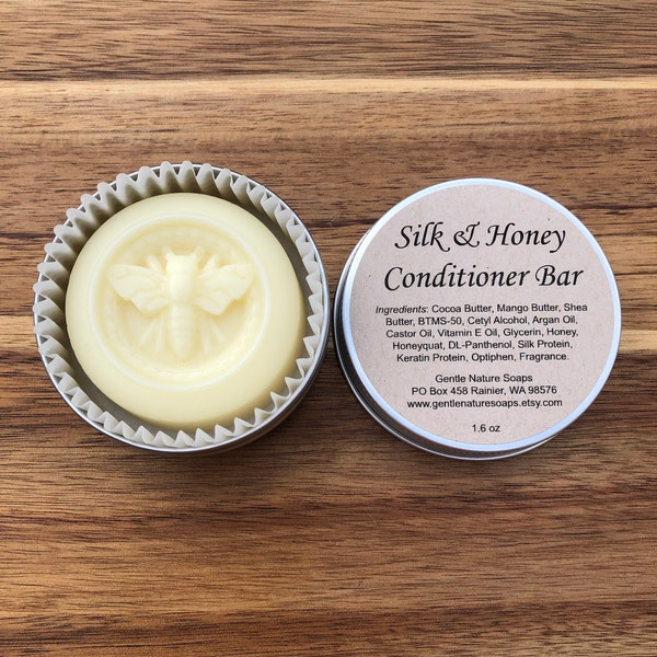 Silk & Honey Conditioner Bar with Silk Protein and Keratin Protein, with raw Honey and Honeyquat and Vitamin E