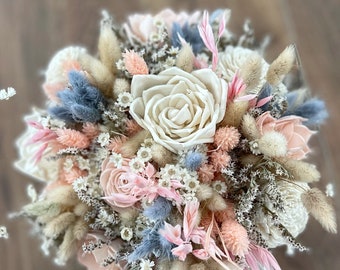 Blush and neutrals sola wood flower bouquet, dried flower bouquet