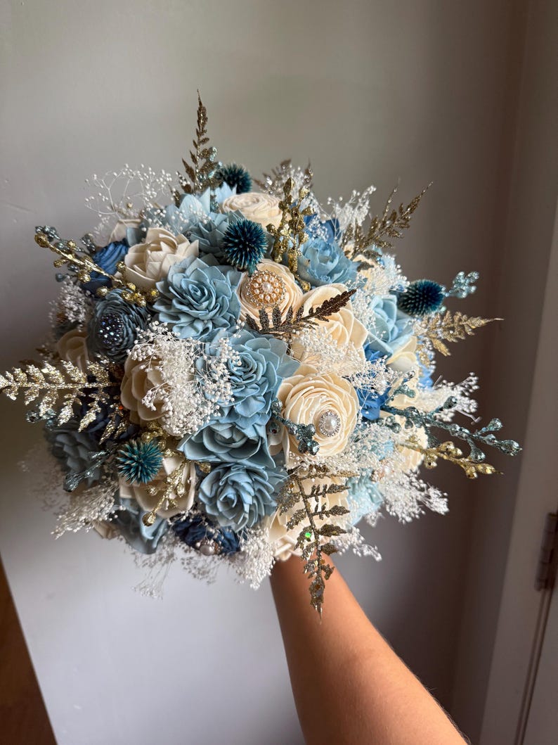 Baby Blue Quinceañera Ramo | Sola Wood Flowers | Keepsake Bouquet - Etsy
