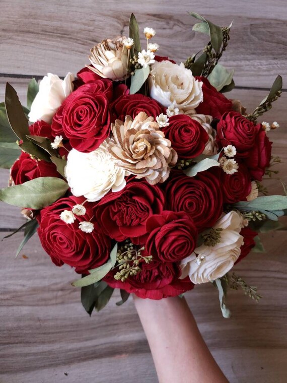Red and white flower bouquet for wedding deals