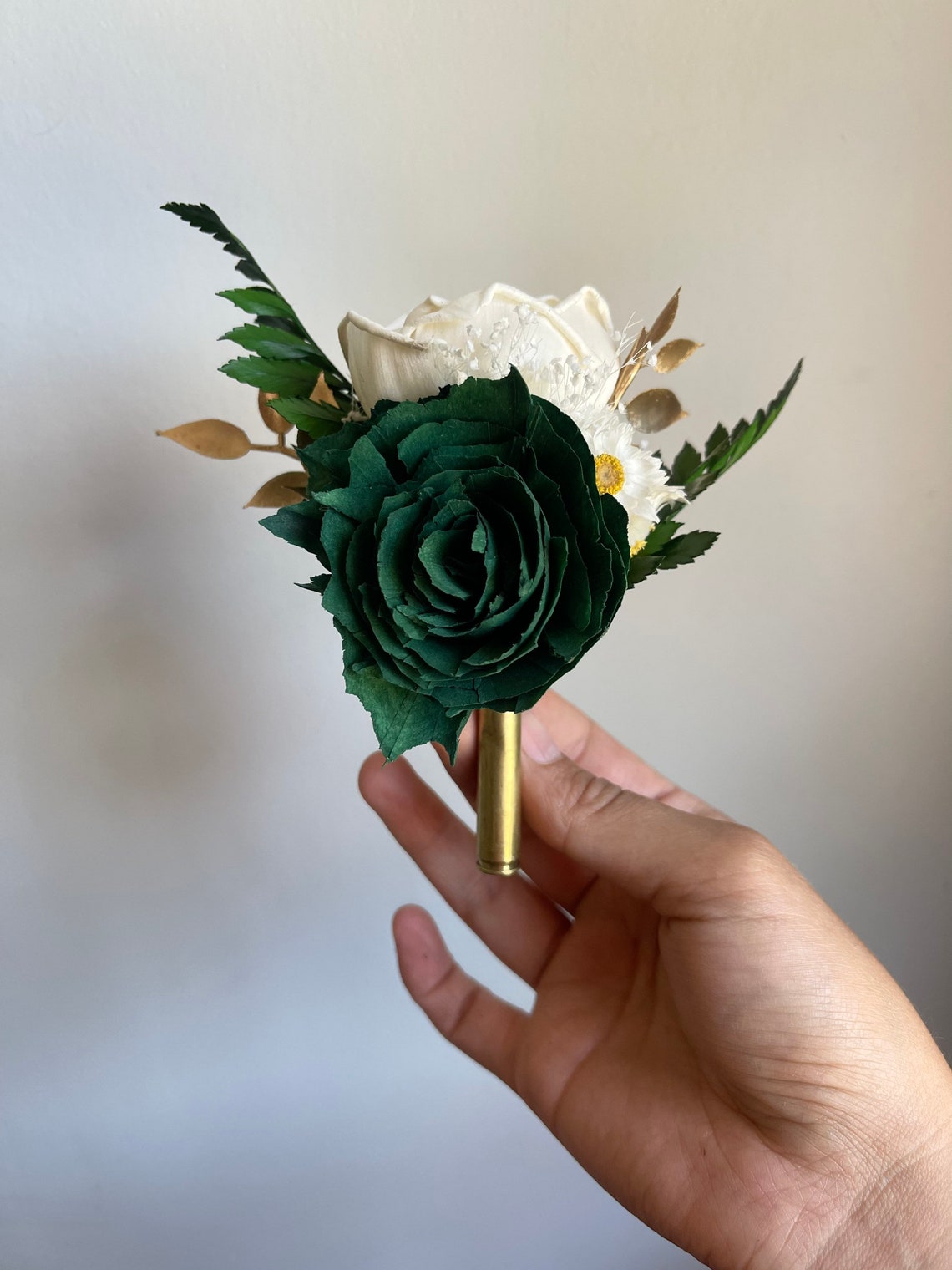 Emerald Green and Gold Wedding Bouquet Sola Wood Flowers Etsy