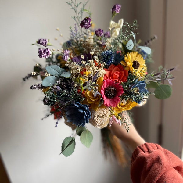 wildflower wedding bouquet | sola wood flowers | dried flower bouquet