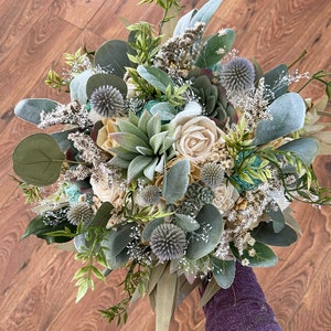 Boho succulent bouquet, sola wood flowers