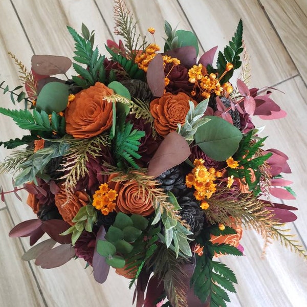 Burnt Orange Black Bouquet Etsy