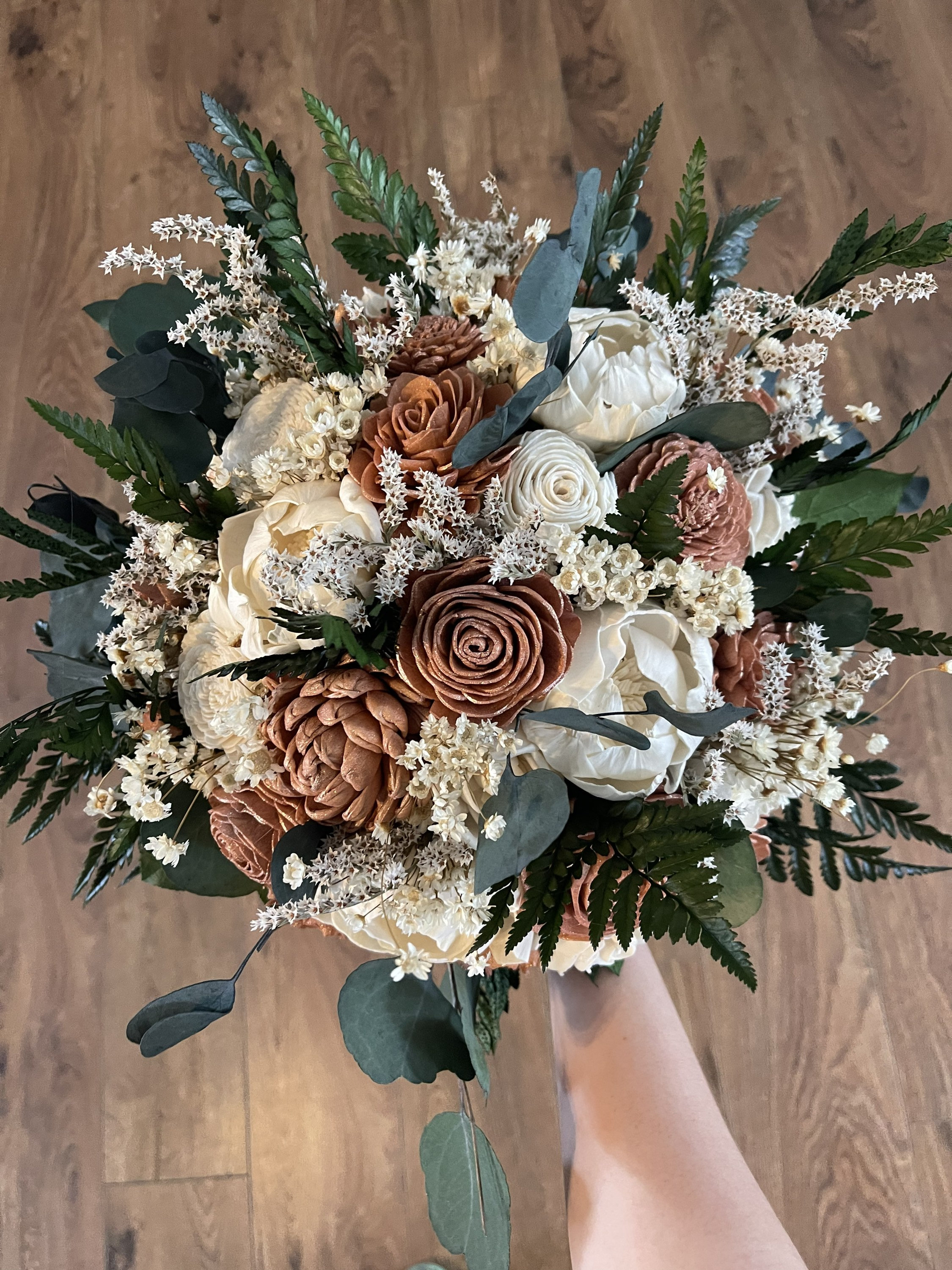 Rose Gold and Ivory Sola Wood Flower Bouquet | Wedding Bouquet - Etsy