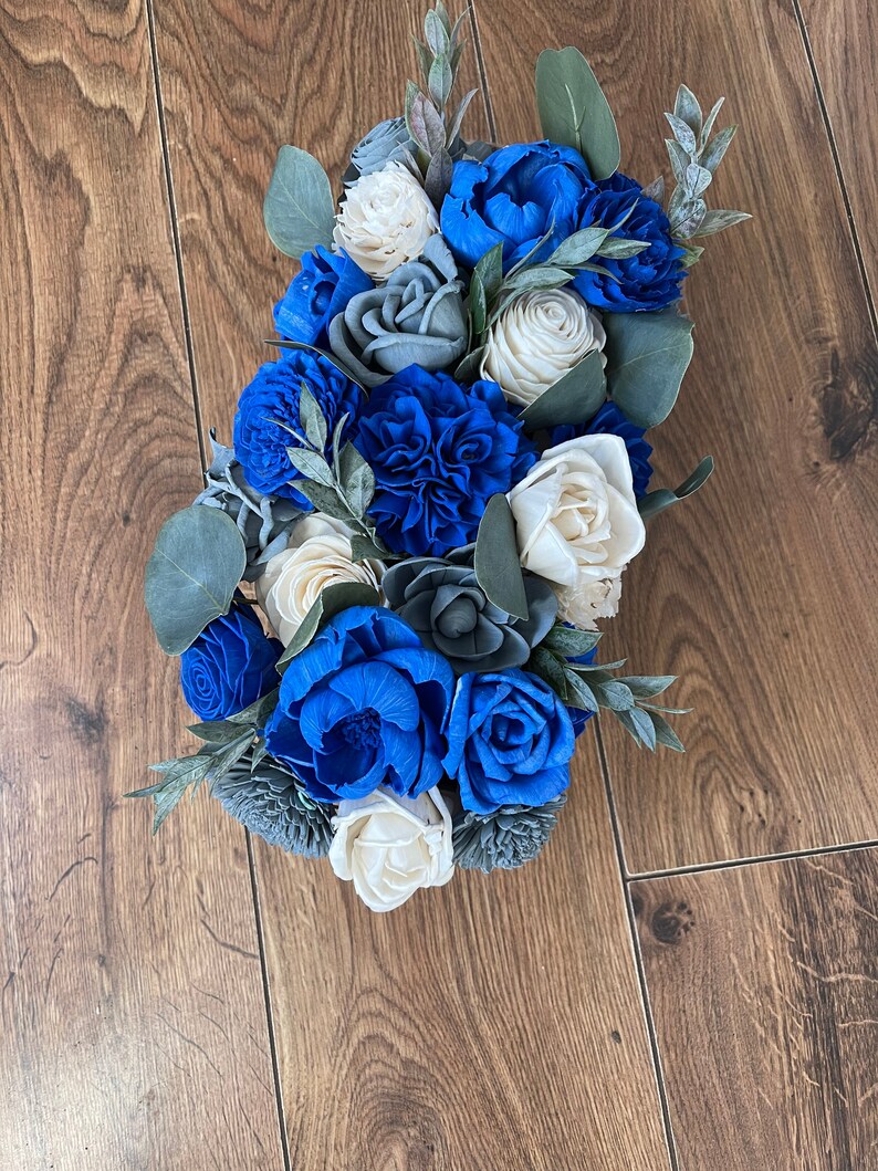 Blue and Grey Sola Wood Flower Planter I Will Survive Etsy