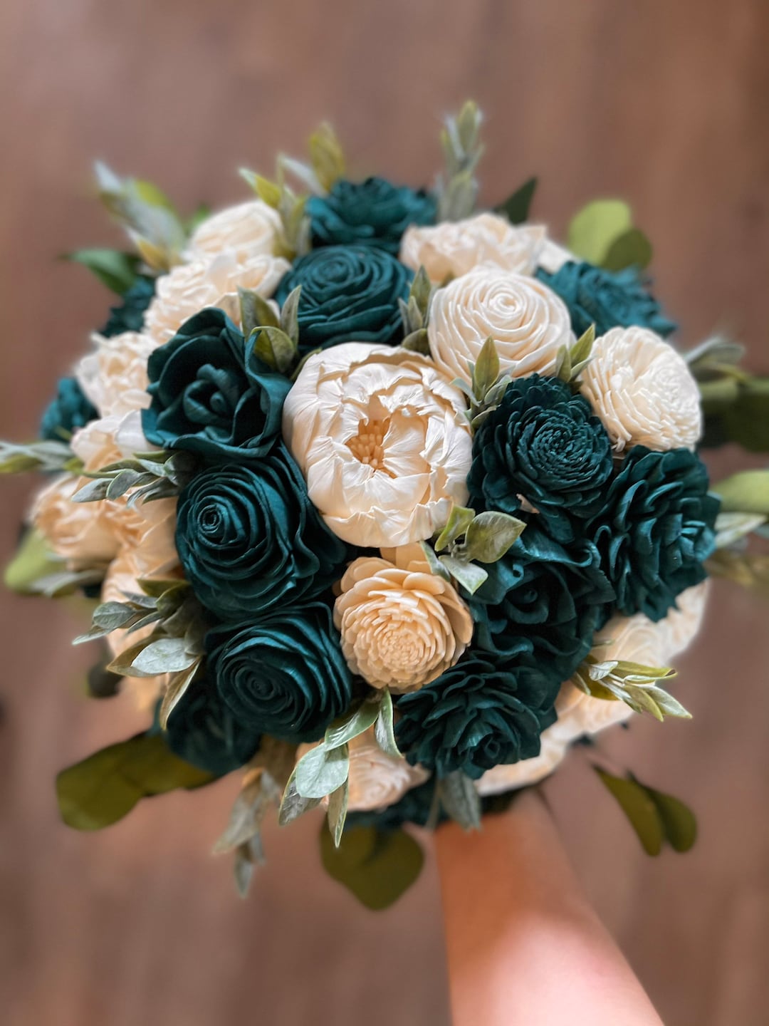 Teal Wedding Bouquet, Sola Wood Flowers - Etsy